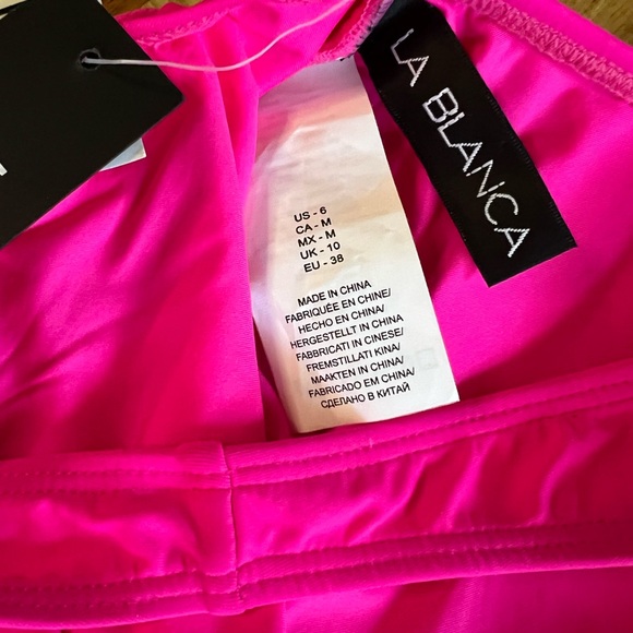 La Blanca One Shoulder Cut Out One Piece, Pop Pink, Size 6, NWT - Picture 11 of 13